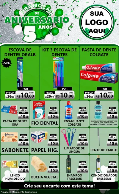 Modelo de Encarte para Encarte Grande com o tema Promoção de Aniversário - 5 Anos para Higiene Pessoal