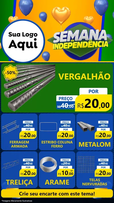 Modelo de Rede Social para Stories com o tema Semana da Independência para Ferragens