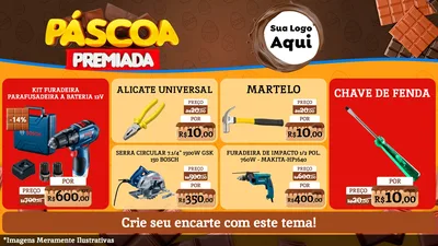 Modelo de TV para TV Horizontal com o tema Páscoa Premiada para Maquinas e Ferramentas