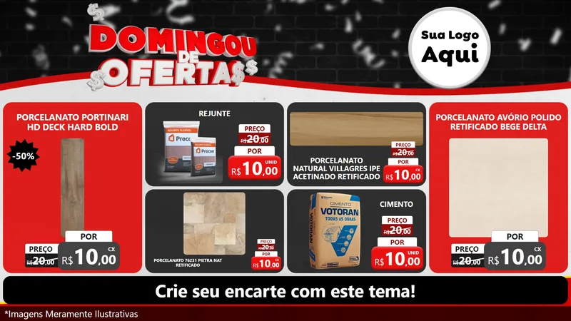 Modelo de TV para TV Horizontal com o tema Domingou de Ofertas para Pisos e revestimentos