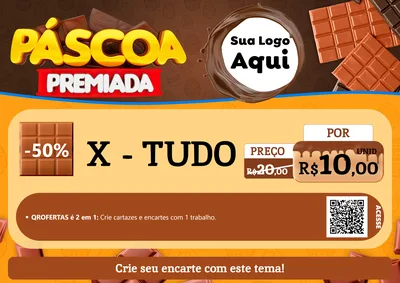 Modelo de Cartaz para Cartaz A4 Horizontal com o tema Páscoa Premiada para Hamburgueria