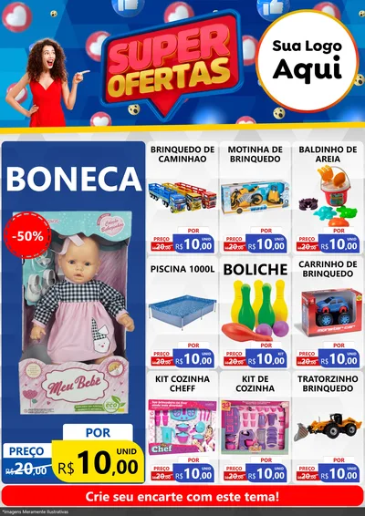 Modelo de Encarte para Encarte A4 Vertical com o tema Super Ofertas para Brinquedos
