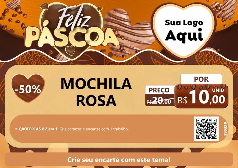 Modelo de Cartaz para Cartaz A4 Horizontal com o tema Feliz Páscoa para Papelaria