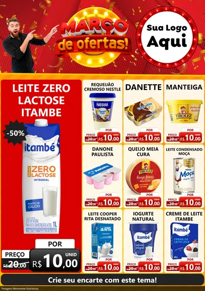 Modelo de Encarte para Encarte A4 Vertical com o tema Março de Ofertas! para Frios e Laticínios
