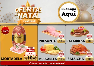 Modelo de Encarte para Encarte A4 Horizontal com o tema Ofertas De Natal E Ano Novo para Frios e Laticínios