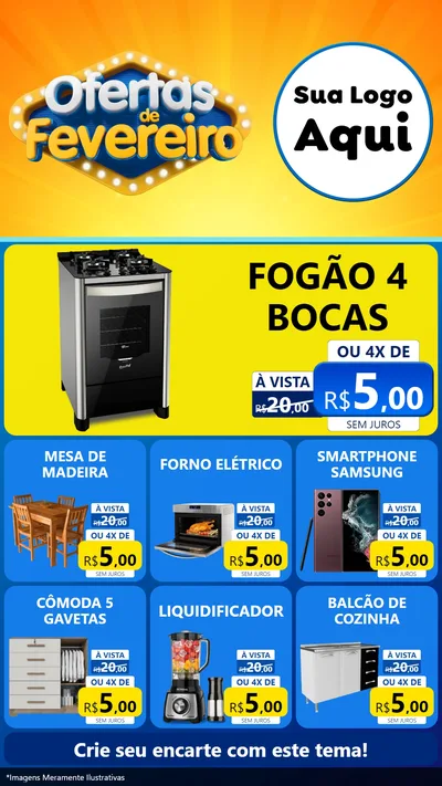 Modelo de Rede Social para Stories com o tema Ofertas de Fevereiro para Móveis e Eletro