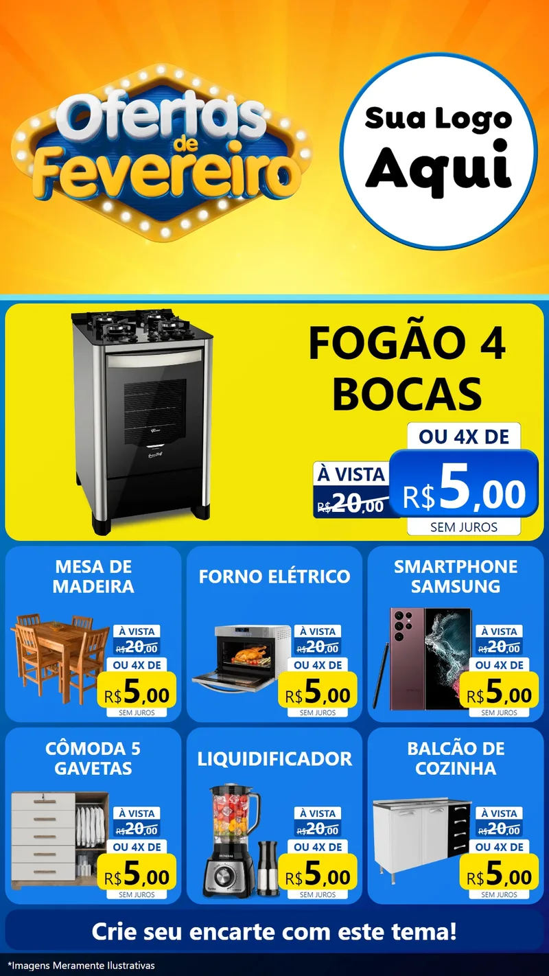 Modelo de Rede Social para Stories com o tema Ofertas de Fevereiro para Móveis e Eletro