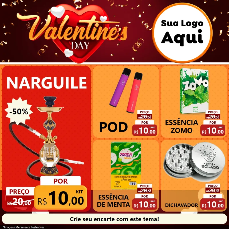 Modelo de Rede Social para Feed Facebook com o tema Valentine's Day para Tabacaria