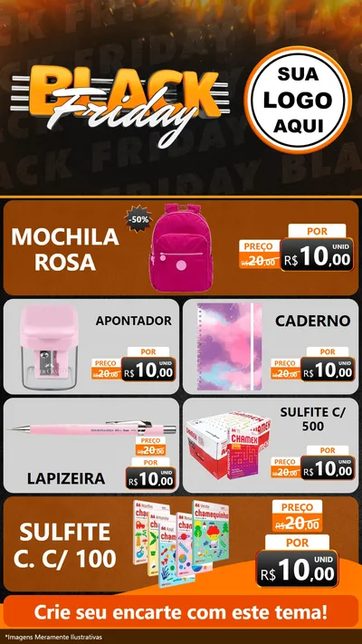 Modelo de TV para TV Vertical com o tema Black Friday para Papelaria