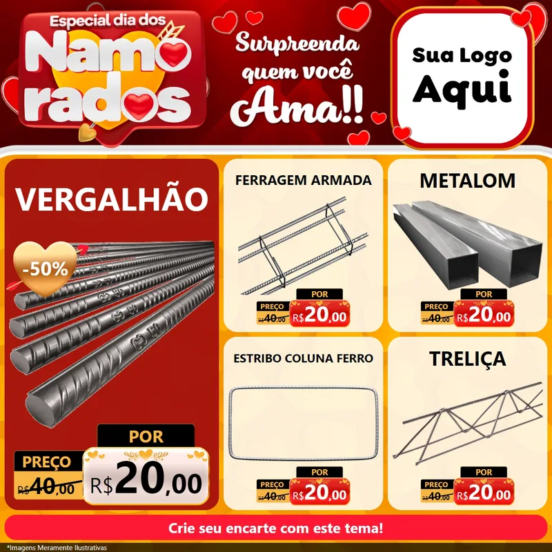 Modelo de Rede Social para Feed Facebook com o tema Especial Dia dos Namorados para Ferragens