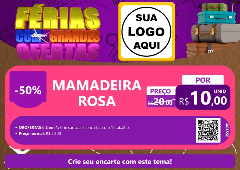 Modelo de Cartaz para Cartaz A4 Horizontal com o tema Férias com Grandes Ofertas para Bebês