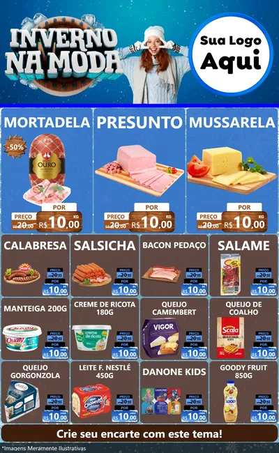 Modelo de Encarte para Encarte Grande com o tema Inverno na Moda para Frios e Laticínios