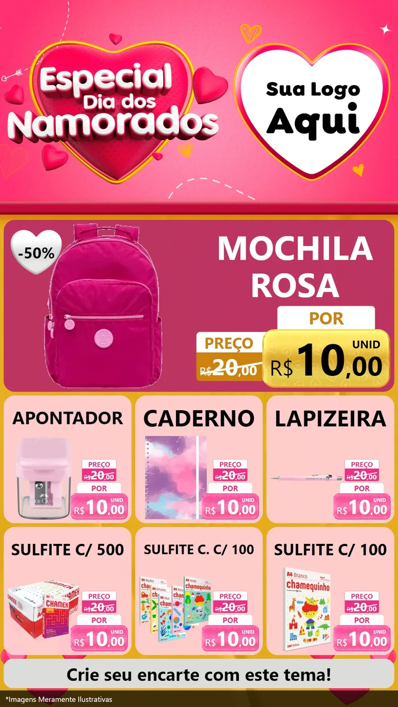 Modelo de Rede Social para Stories com o tema Especial Dia dos Namorados para Papelaria