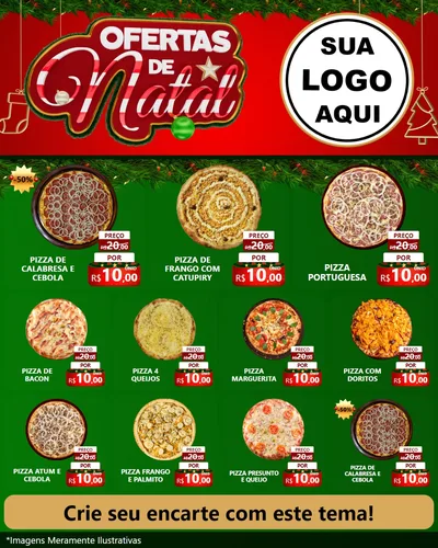 Modelo de Rede Social para Feed Instagram com o tema Ofertas de Natal para Pizzaria