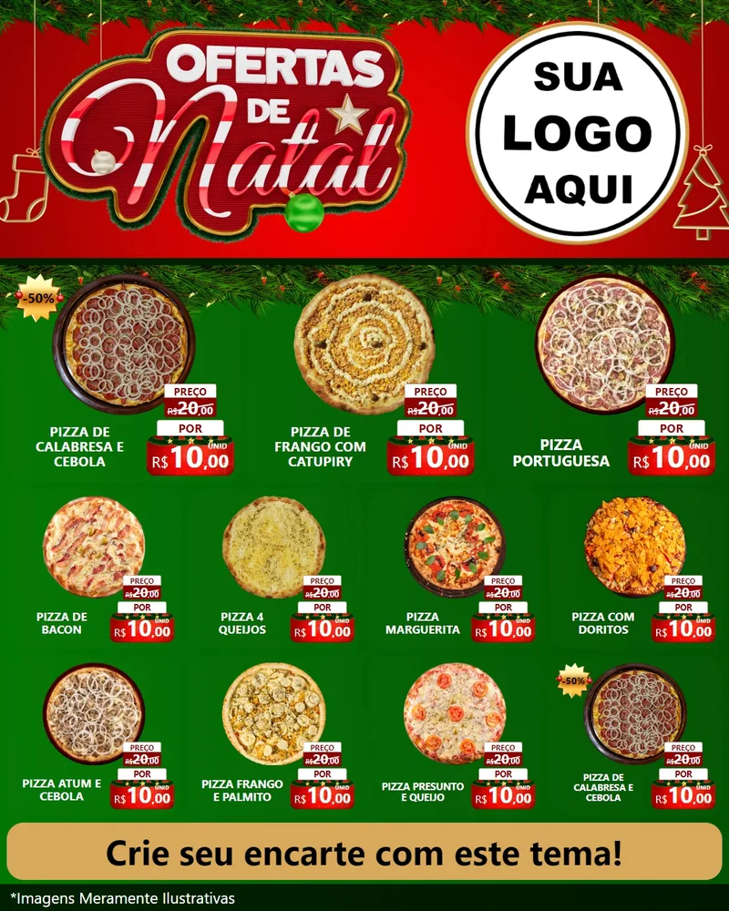 Modelo de Rede Social para Feed Instagram com o tema Ofertas de Natal para Pizzaria