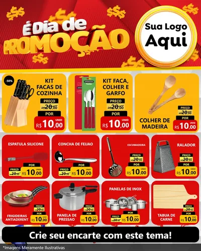 Modelo de Rede Social para Feed Instagram com o tema É Dia De Promoção para Utilidades Domésticas