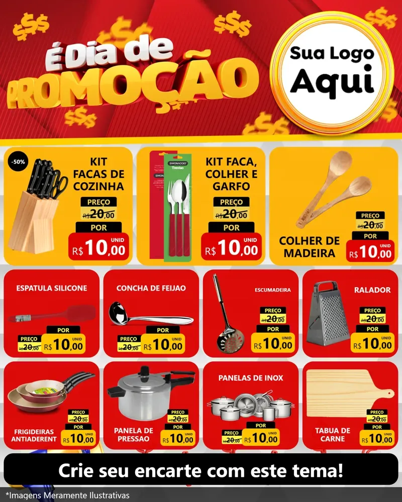 Modelo de Rede Social para Feed Instagram com o tema É Dia De Promoção para Utilidades Domésticas