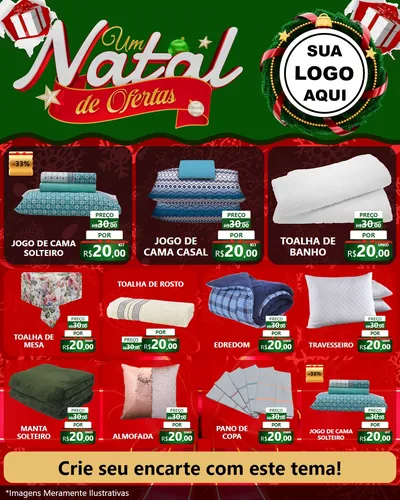 Modelo de Rede Social para Feed Instagram com o tema Um Natal de Ofertas para Cama, Mesa e Banho