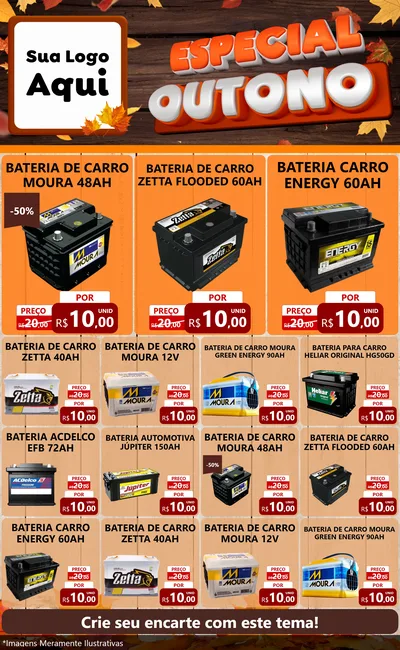 Modelo de Encarte para Encarte Grande com o tema Especial Outono para Baterias Elétricas