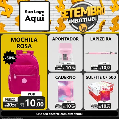 Modelo de Rede Social para Feed Facebook com o tema Setembro Imbatível para Papelaria