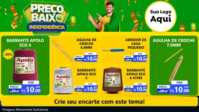 Modelo de TV para TV Horizontal com o tema Preço Baixo de Independência para Armarinho e Aviamentos
