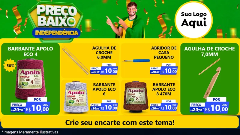 Modelo de TV para TV Horizontal com o tema Preço Baixo de Independência para Armarinho e Aviamentos