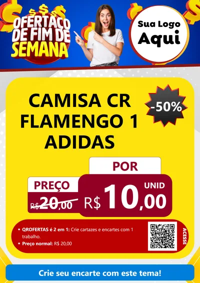 Modelo de Cartaz para Cartaz A4 Vertical com o tema Ofertaço de Fim de Semana para Roupas e acessórios