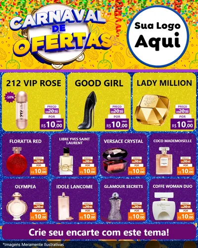 Modelo de Rede Social para Feed Instagram com o tema Carnaval de Ofertas para Perfumes
