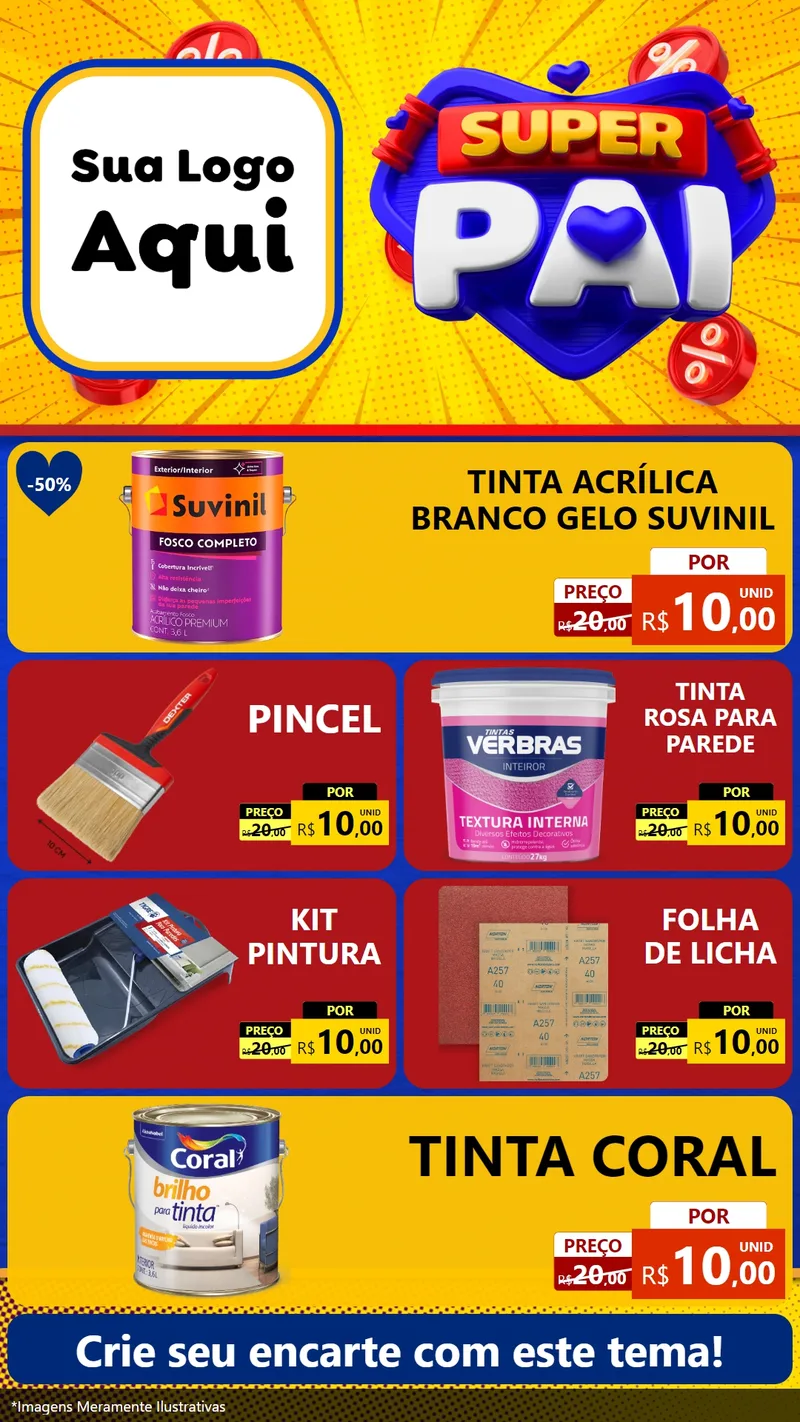 Modelo de TV para TV Vertical com o tema Super Pai para Tintas e Ferramentas
