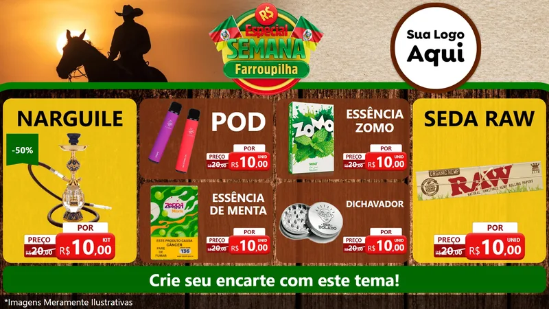 Modelo de TV para TV Horizontal com o tema Especial Semana Farroupilha para Tabacaria