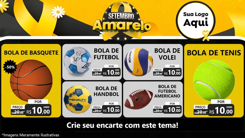 Modelo de TV para TV Horizontal com o tema Setembro Amarelo para Artigos Esportivos