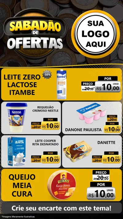 Modelo de TV para TV Vertical com o tema Sabadão de Ofertas para Frios e Laticínios