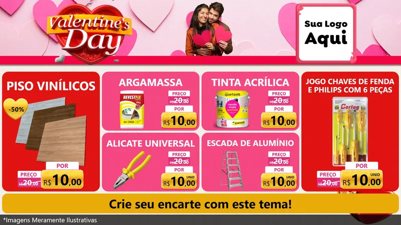 Modelo de TV para TV Horizontal com o tema Valentine's Day para Material para Construção