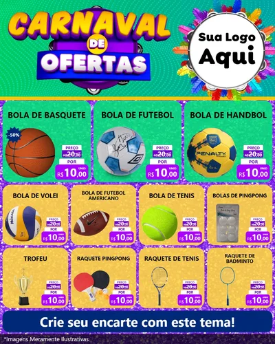 Modelo de Rede Social para Feed Instagram com o tema Carnaval de Ofertas para Artigos Esportivos