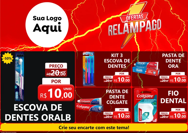 Modelo de Encarte para Encarte A4 Horizontal com o tema Ofertas Relâmpago para Higiene Pessoal