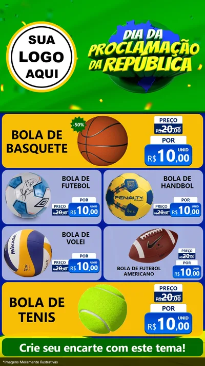 Modelo de TV para TV Vertical com o tema Dia Da Proclamação Da República para Artigos Esportivos