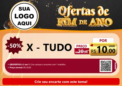 Modelo de Cartaz para Cartaz A4 Horizontal com o tema Ofertas de Fim de Ano para Hamburgueria