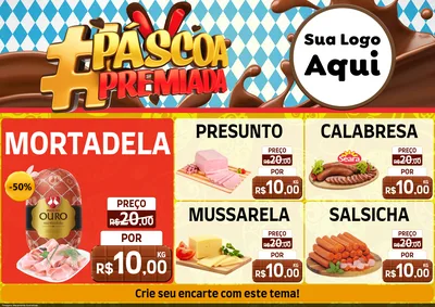 Modelo de Encarte para Encarte A4 Horizontal com o tema Páscoa Premiada para Frios e Laticínios