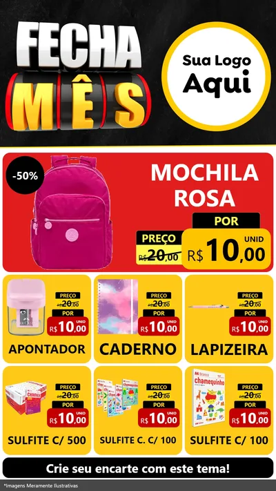 Modelo de Rede Social para Stories com o tema Fecha Mês para Papelaria