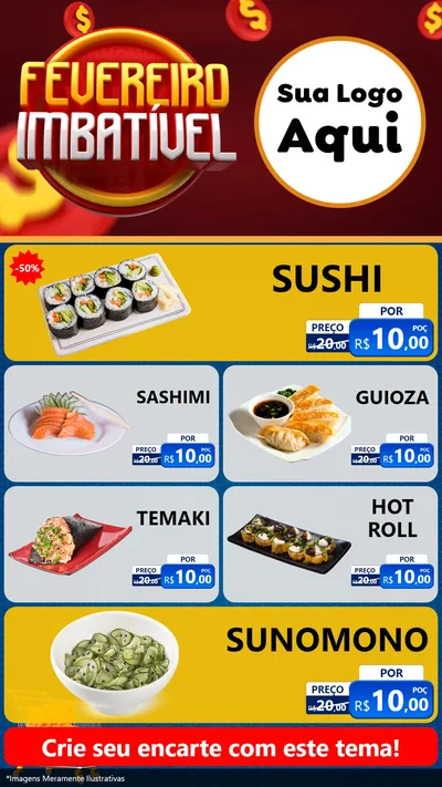 Modelo de TV para TV Vertical com o tema Fevereiro Imbatível para Comida japonesa