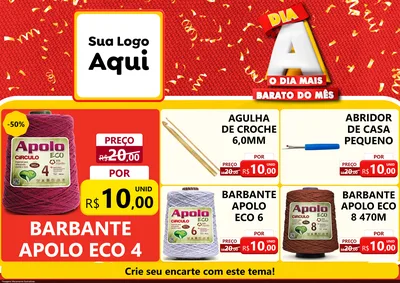 Modelo de Encarte para Encarte A4 Horizontal com o tema Dia A o Dia Mais Barato do Mês para Armarinho e Aviamentos