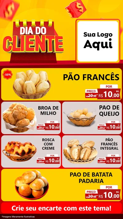 Modelo de TV para TV Vertical com o tema Dia do Cliente para Padaria