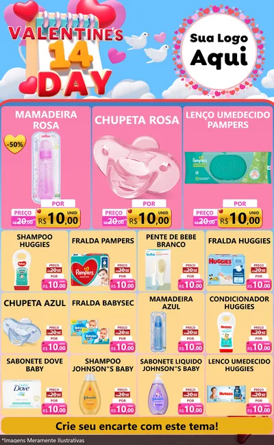 Modelo de Encarte para Encarte Grande com o tema Valentine's Day para Bebês