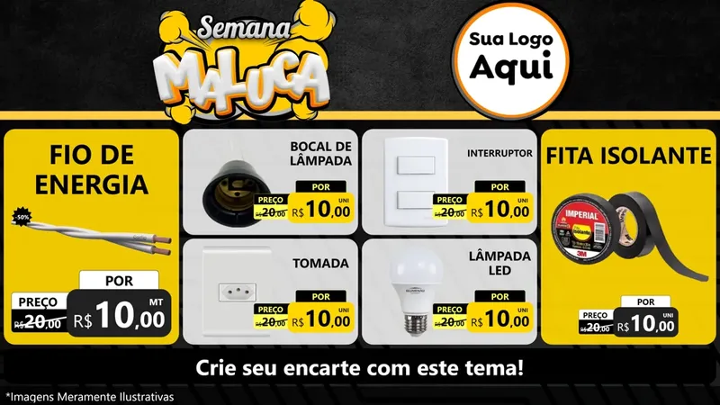Modelo de TV para TV Horizontal com o tema Semana Maluca para Materiais Elétricos
