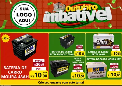 Modelo de Encarte para Encarte A4 Horizontal com o tema Outubro Imbatível para Baterias Elétricas