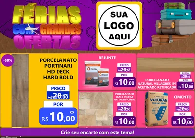 Modelo de Encarte para Encarte A4 Horizontal com o tema Férias com Grandes Ofertas para Pisos e revestimentos