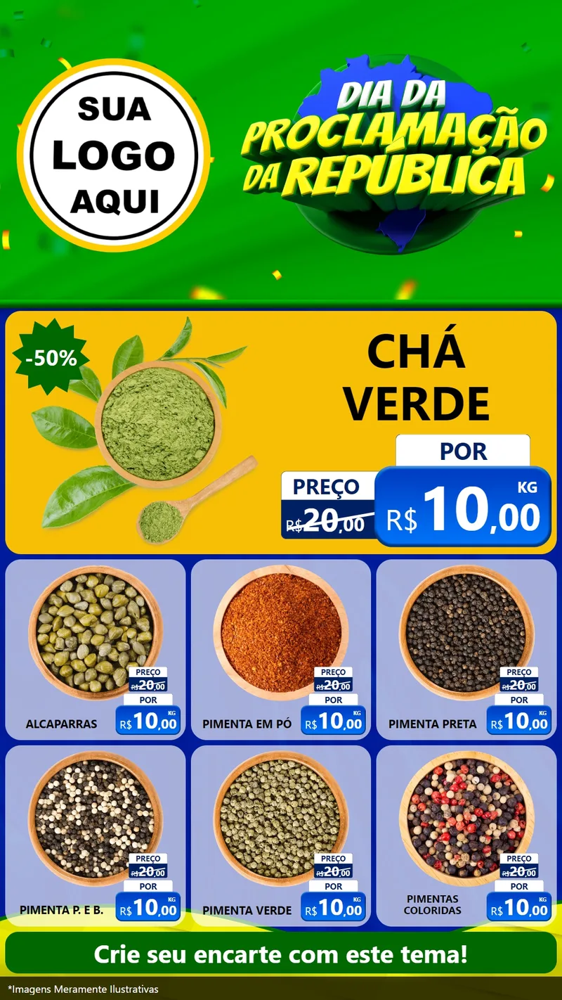 Modelo de Rede Social para Stories com o tema Dia Da Proclamação Da República para Produtos Naturais