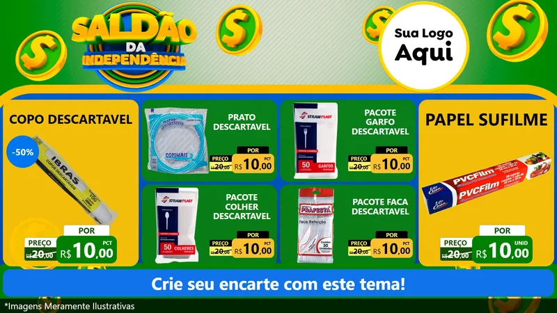 Modelo de TV para TV Horizontal com o tema Saldão da Indepêndencia para Embalagens