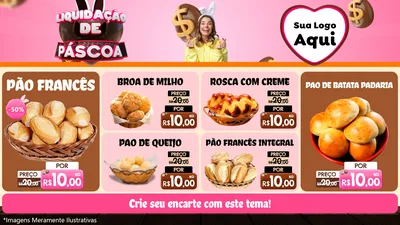 Modelo de TV para TV Horizontal com o tema Liquidação de Páscoa para Padaria