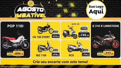 Modelo de TV para TV Horizontal com o tema Agosto Imbatível para Concessionaria de Motos